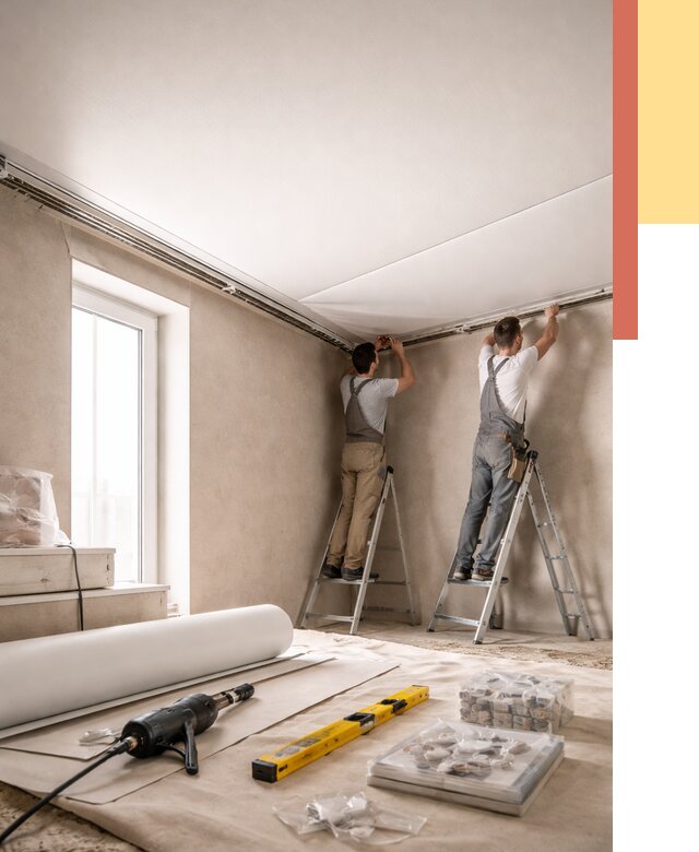 Монтаж натяжного потолка в спальне в Ржеве от 3906 руб. под ключ | ОТДЕЛОЧНИК-Ржв