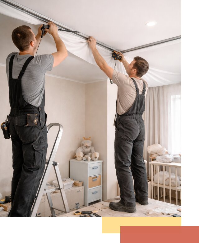 Монтаж натяжного потолка в детской комнате в Ржеве