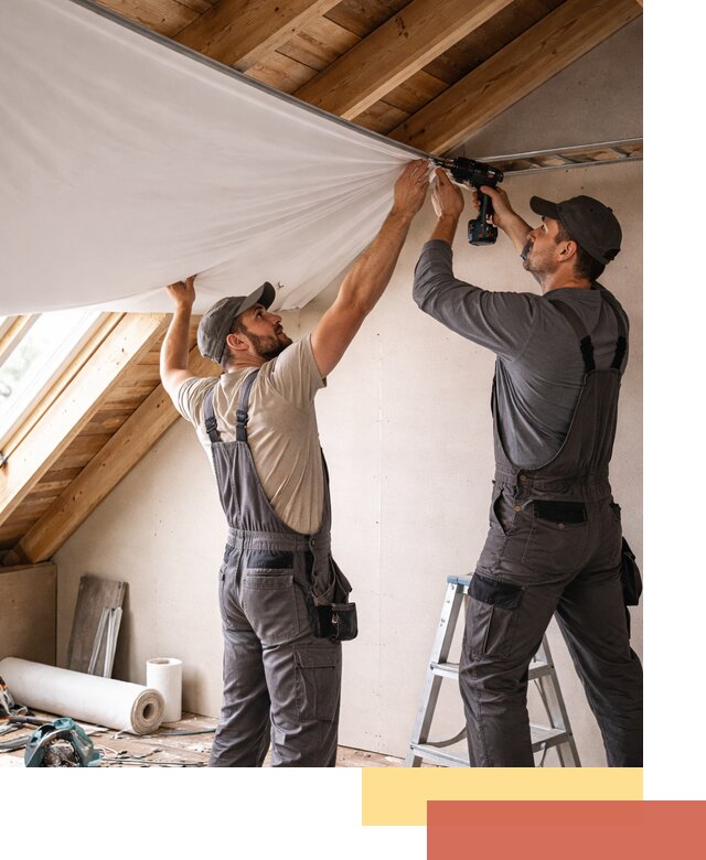 Монтаж натяжного потолка в мансарде в Ржеве