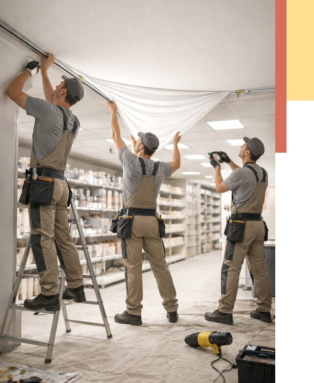 Монтаж натяжного потолка в магазине в Ржеве от 4626 руб. быстро и недорого | ОТДЕЛОЧНИК-Ржв