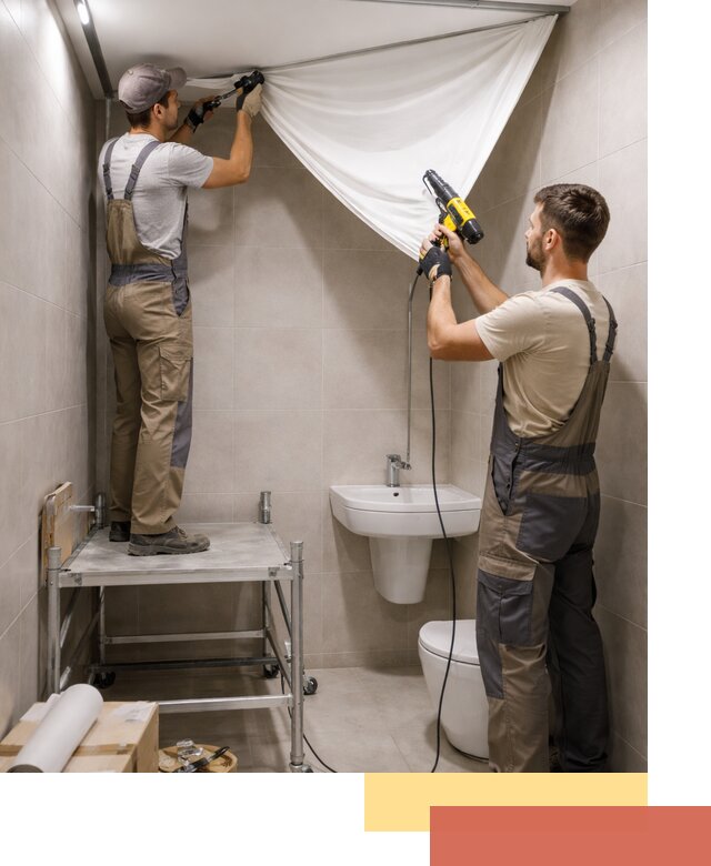 Монтаж натяжного потолка в санузле в Ржеве