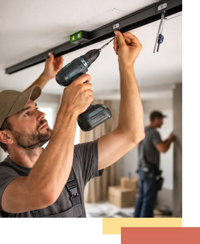 Установка трековых светильников в натяжной потолок в Ржеве