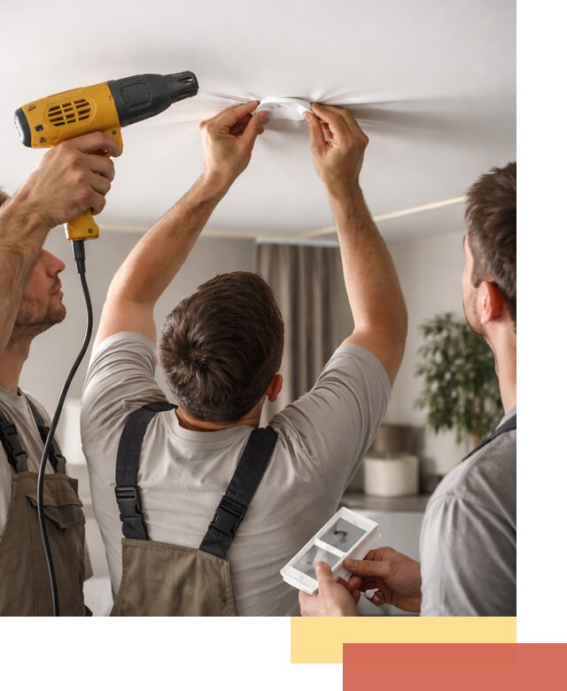 Ремонт прокола полотна натяжного потолка в Ржеве