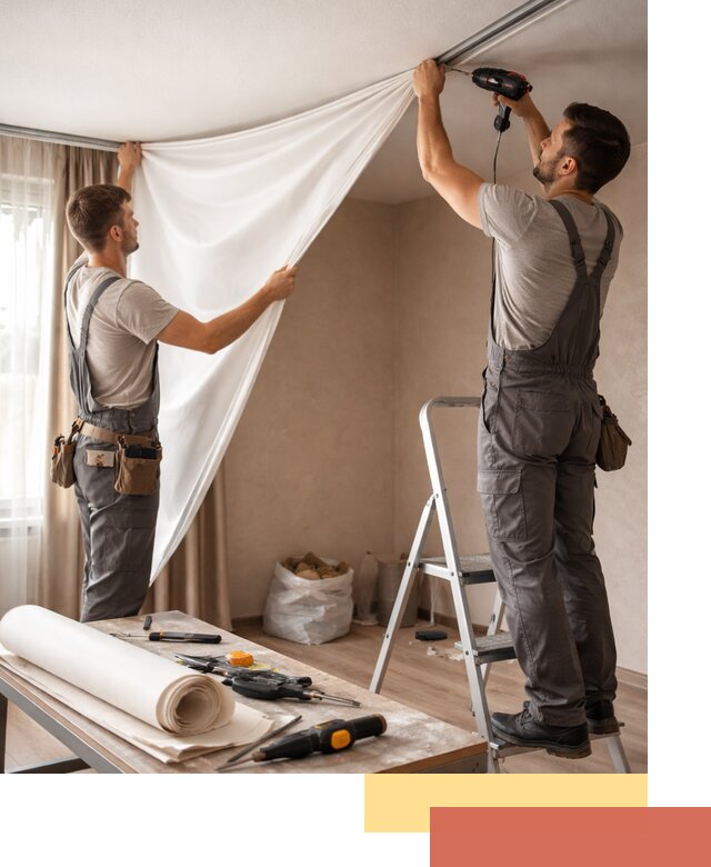 Замена полотна натяжного потолка в Ржеве быстро и качественно