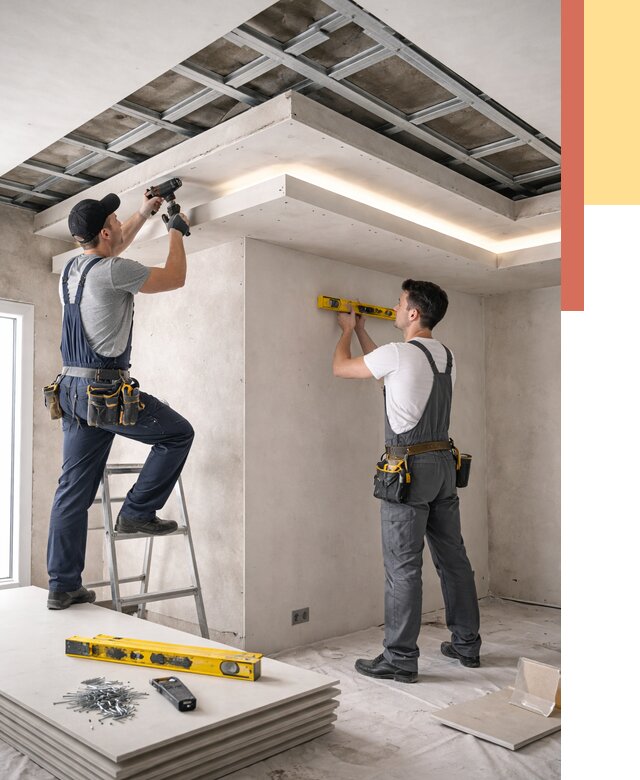 Двухуровневый потолок из гипсокартона в Ржеве от 1490 руб. под ключ | ОТДЕЛОЧНИК-Ржв