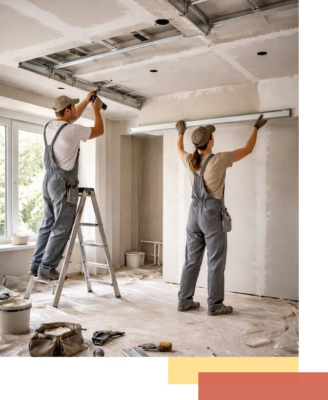 Монтаж многоуровневого потолка из гипсокартона в Ржеве