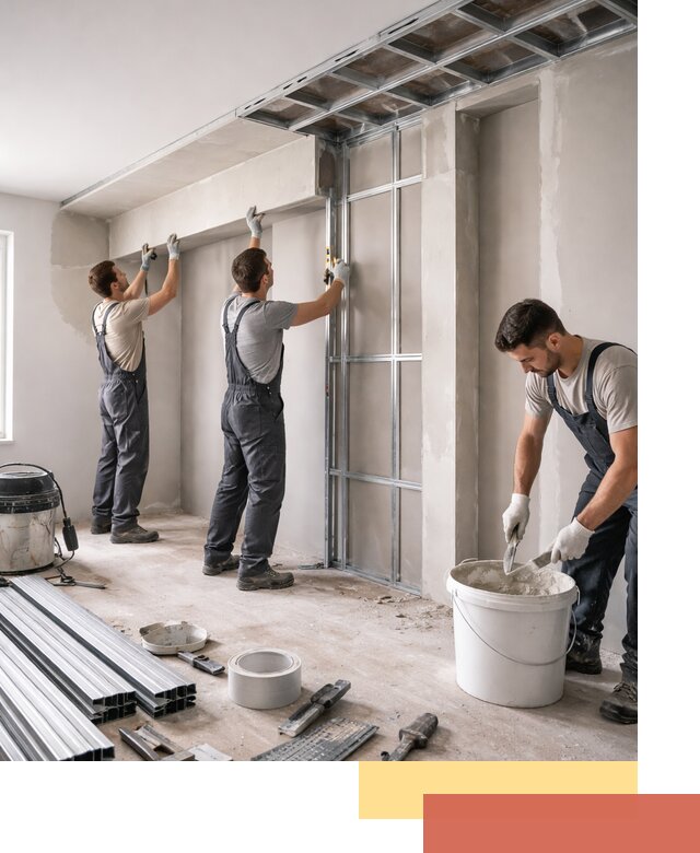 Монтаж потолка из гипсокартона с нишей в Ржеве