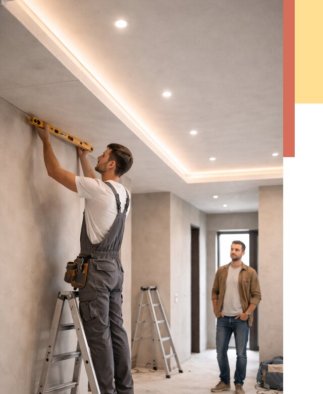 Потолок из гипсокартона с подсветкой в Ржеве от 771 руб./м2 под ключ | ОТДЕЛОЧНИК-Ржв