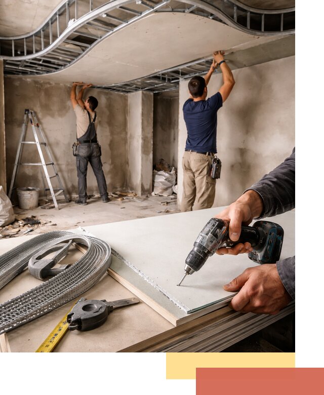 Криволинейный потолок из гипсокартона в Ржеве — монтаж и отделка