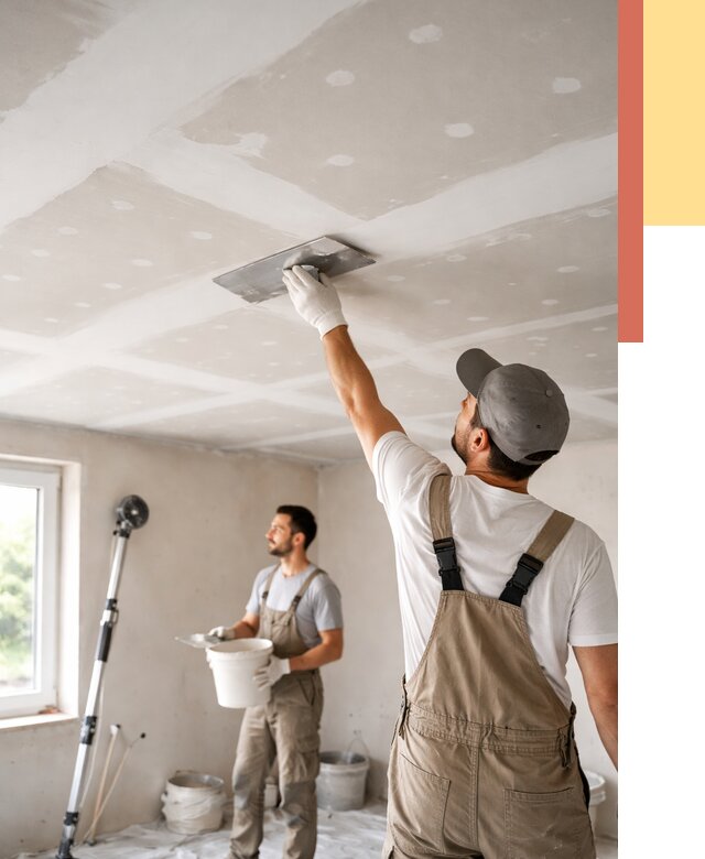 Шпаклевка потолка из гипсокартона в Ржеве от 3289 руб./м2 — услуги под ключ | ОТДЕЛОЧНИК-Ржв