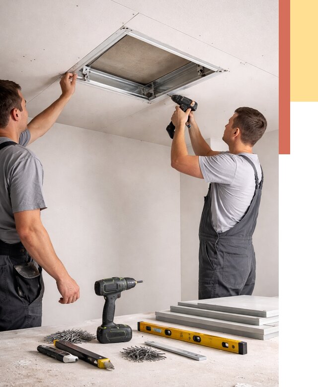 Установка люка в потолок ГКЛ в Ржеве от 2570 руб. под ключ | ОТДЕЛОЧНИК-Ржв