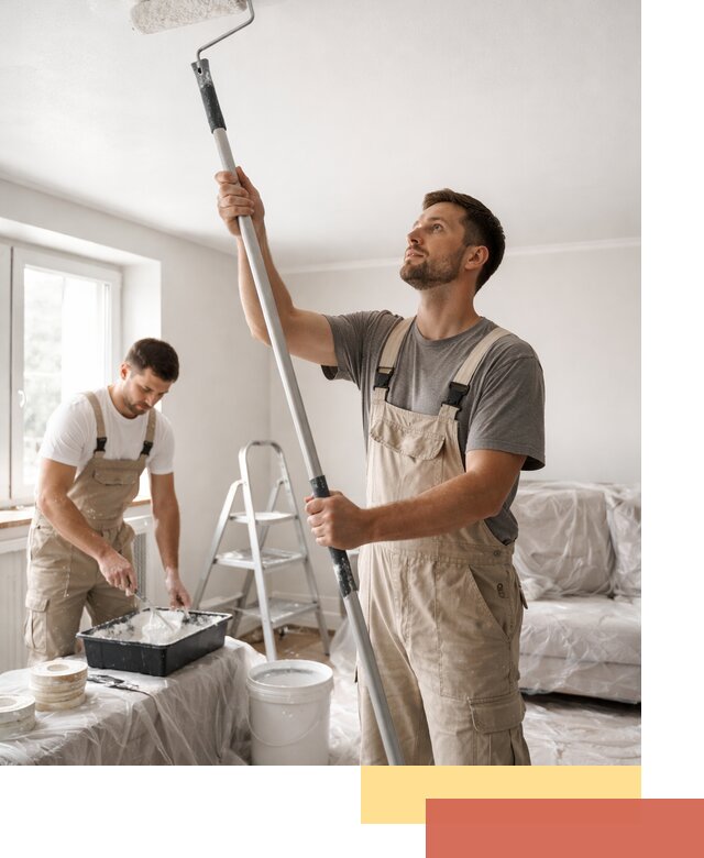 Покраска потолка водоэмульсионной краской в Ржеве