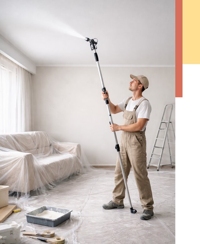 Покраска потолка краскопультом в Ржеве от 4626 руб. быстро и недорого | ОТДЕЛОЧНИК-Ржв