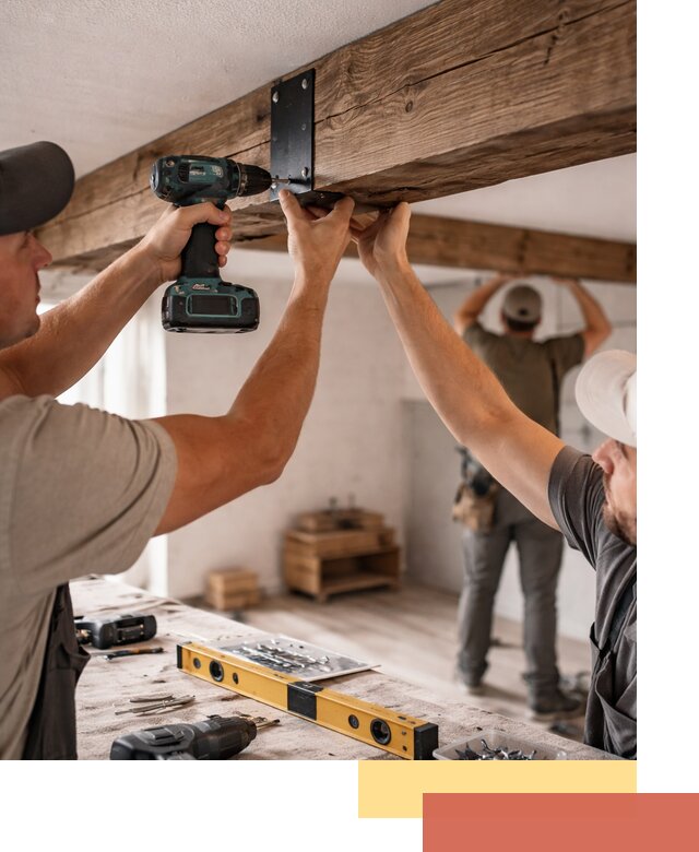 Монтаж декоративных потолочных балок в Ржеве