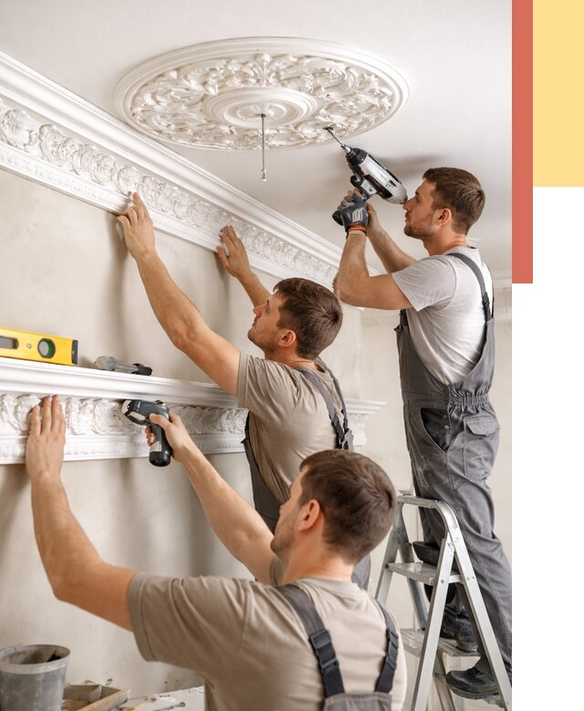 Монтаж лепнины на потолок в Ржеве от 3289 руб. быстро и недорого | ОТДЕЛОЧНИК-Ржв